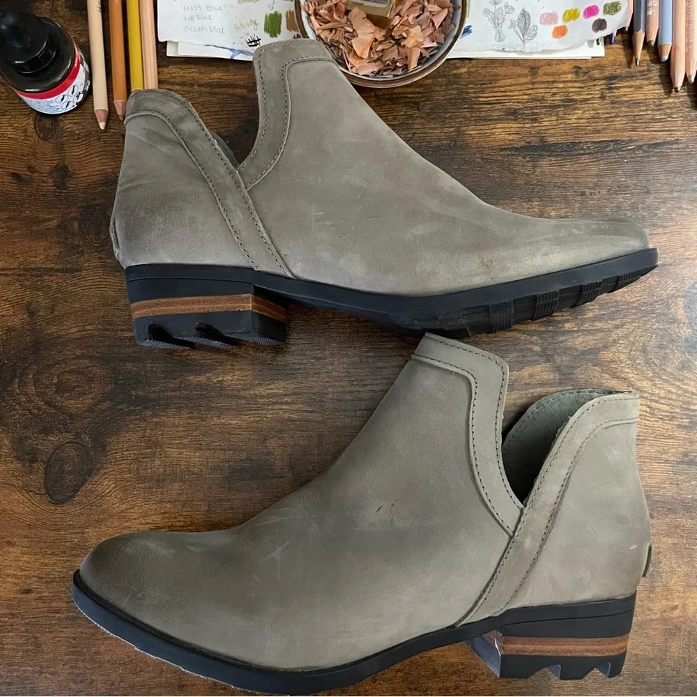 Sorel Lolla II Cutout Ankle Boot NWOT Suede 10.5 Sage Waterproof - Picture 1 of 8